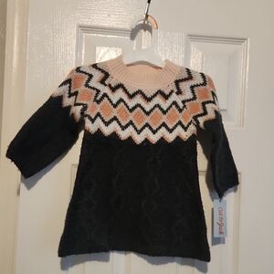 Cat & Jack Zigzag Sweater Dress - Black, White, and Pink